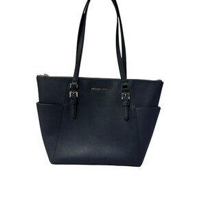 Michael Kors Large Saffiano Leather Top-Zip Tote - Navy